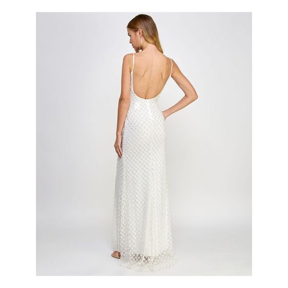 NWT B DARLIN Womens White Mesh Open Back Lined Dress Juniors 7\8 - Picture 2 of 5